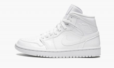 JORDAN AIR JORDAN 1 MID Triple White Patent Leather