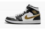 JORDAN AIR JORDAN 1 MID SE Black Gold Patent Leather
