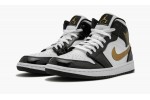 JORDAN AIR JORDAN 1 MID SE Black Gold Patent Leather